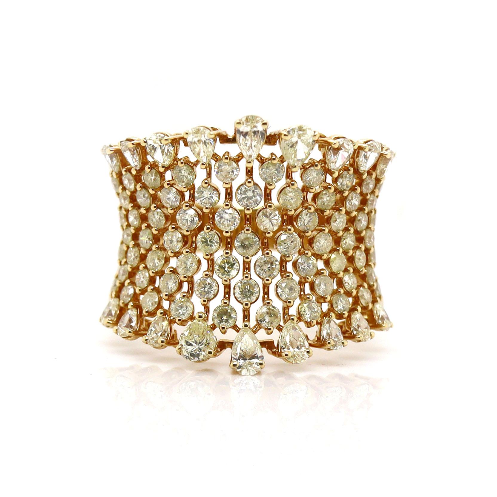 18CT Yellow Gold Fancy Yellow Diamond Ring For Sale 4