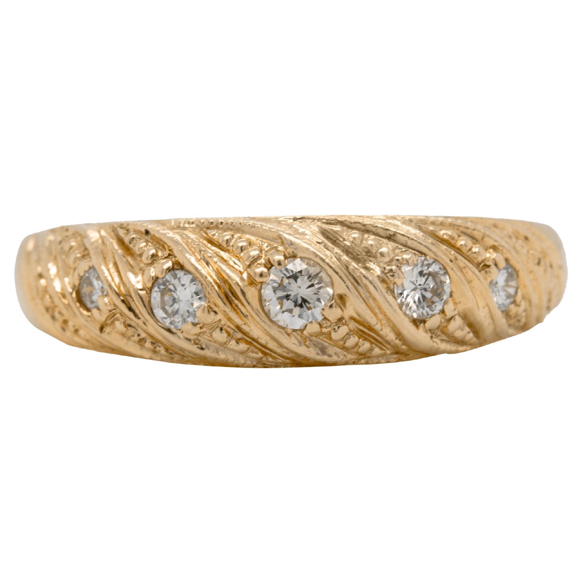 18ct Yellow Gold Five Stone Diamond Vintage Twist Ring