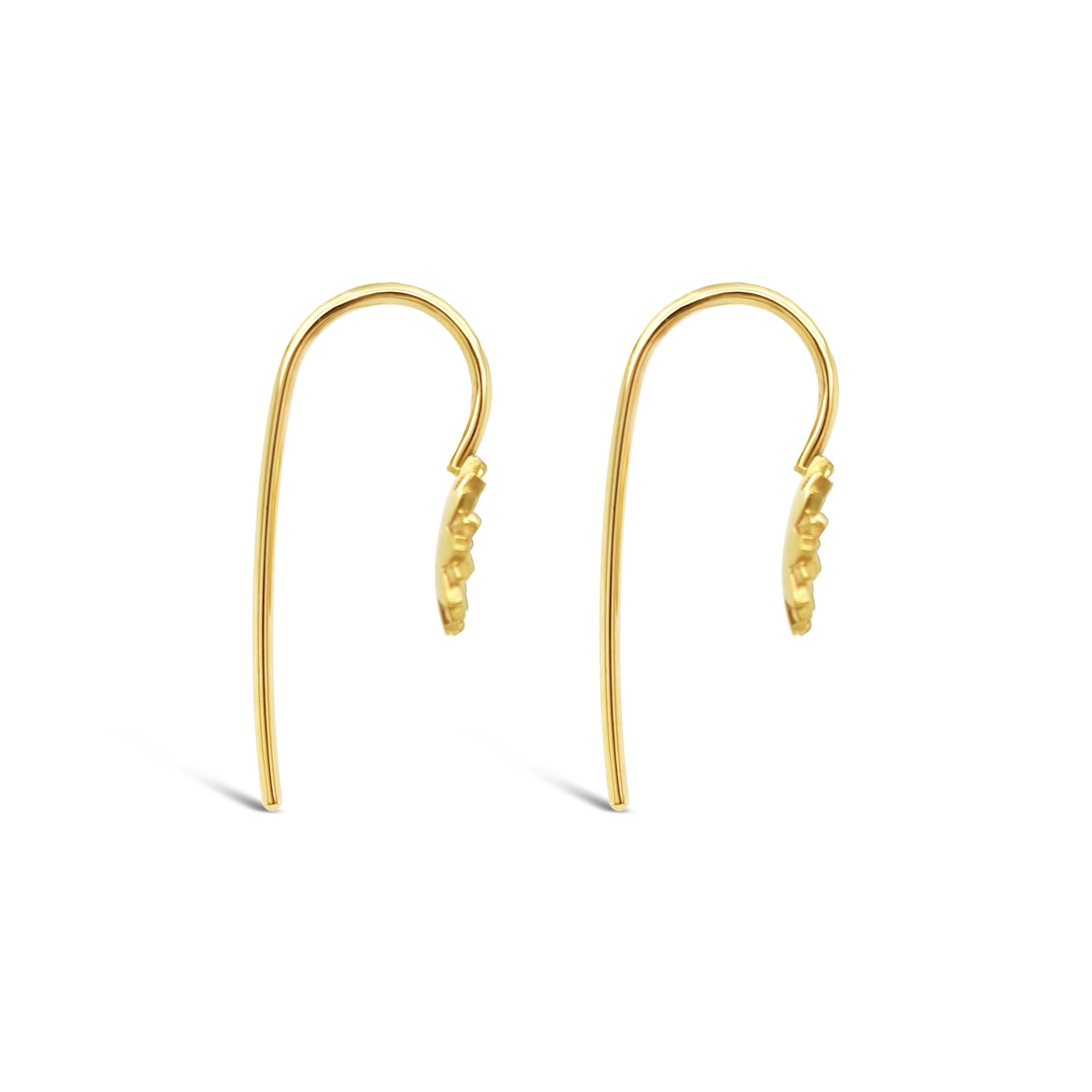 Artisan 18ct Yellow Gold Flower Hook Earrings 