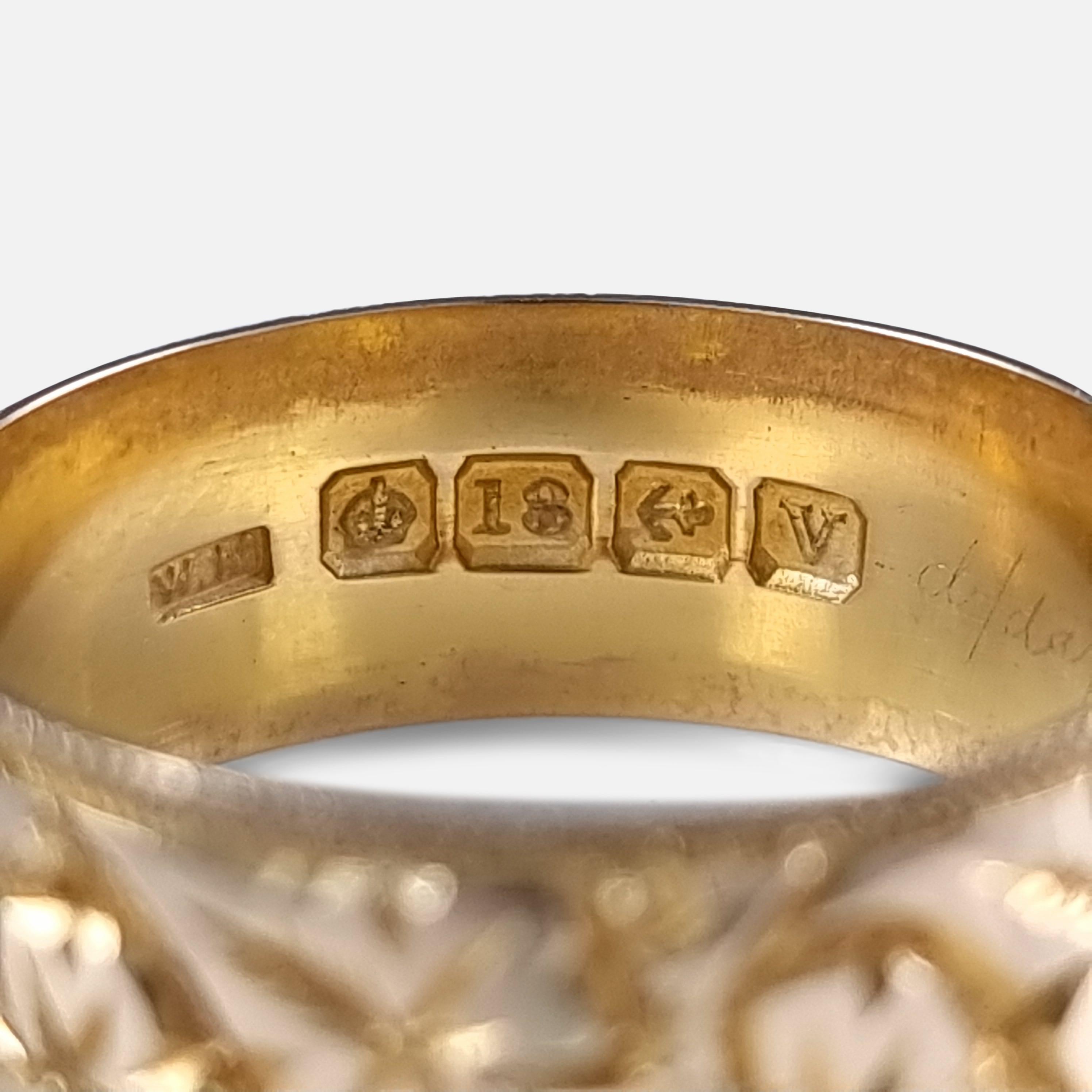 18ct Yellow Gold Foliate Engraved Keeper Ring, 1920 4