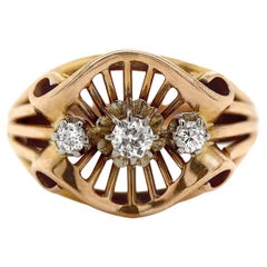 Bague rétro en or jaune 18ct à diamants français