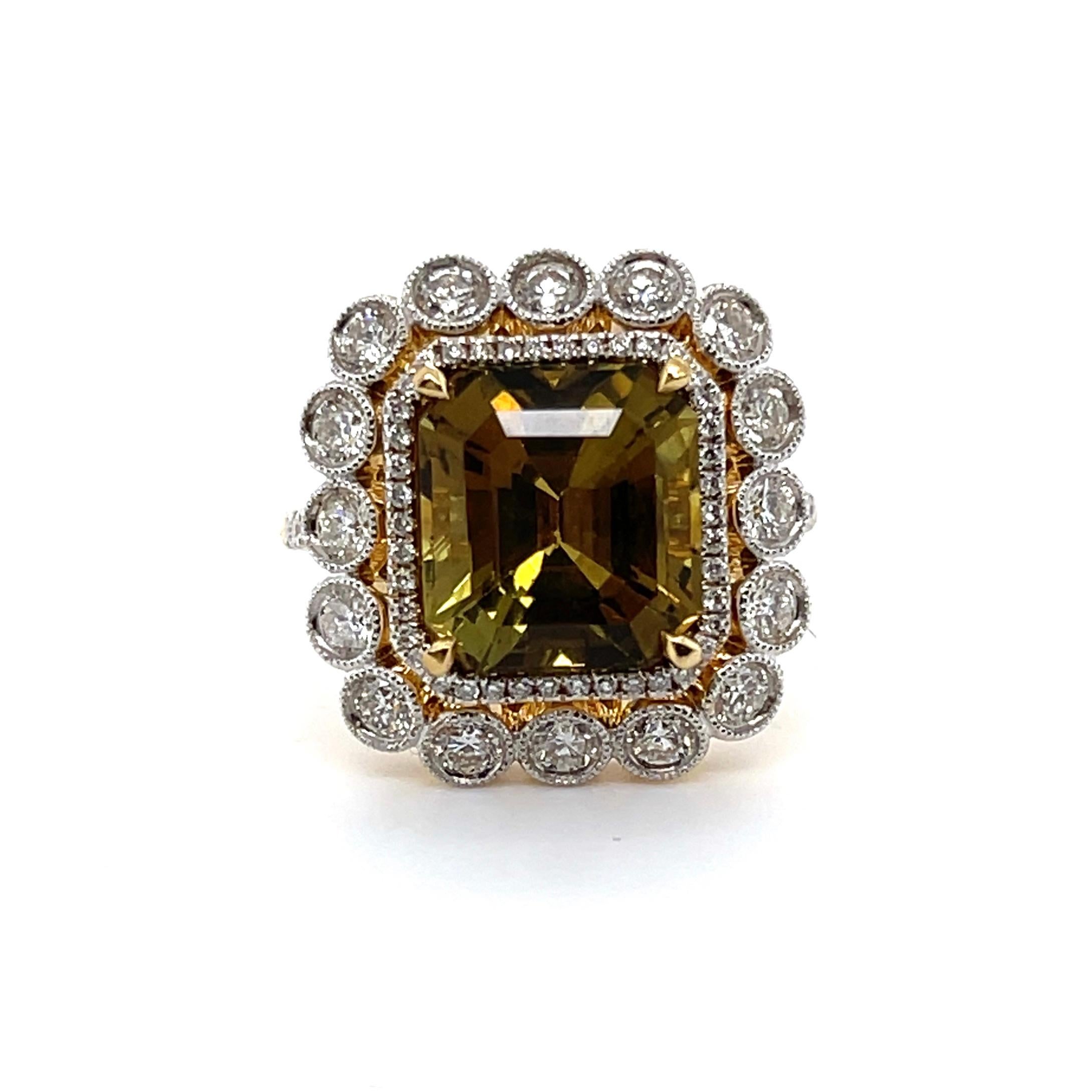 GIA CERTIFIED 18ct Yellow Gold 'Natural Alexandrite' and Diamond Ring