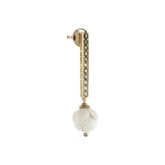 18 Carat Yellow Gold, Green Tourmaline and Hand Carved Buffalo Bone Earrings