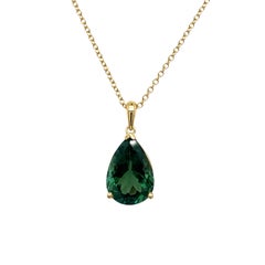 18ct Yellow Gold Green Tourmaline Pendant on 18ct Chain