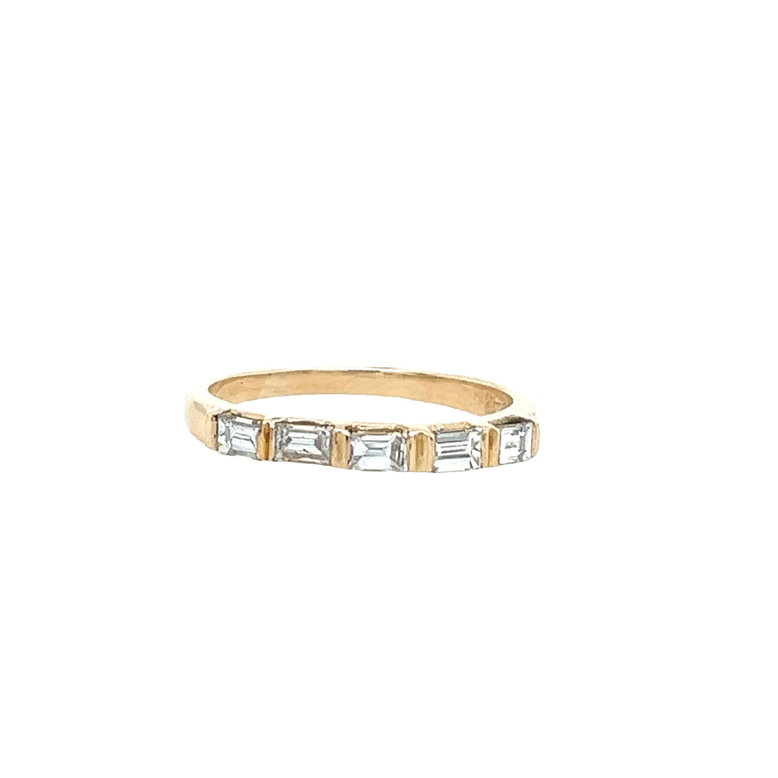 Women's 18ct Yellow Gold Half Eternity Ring Set With 0.48ct Baguette Diamonds