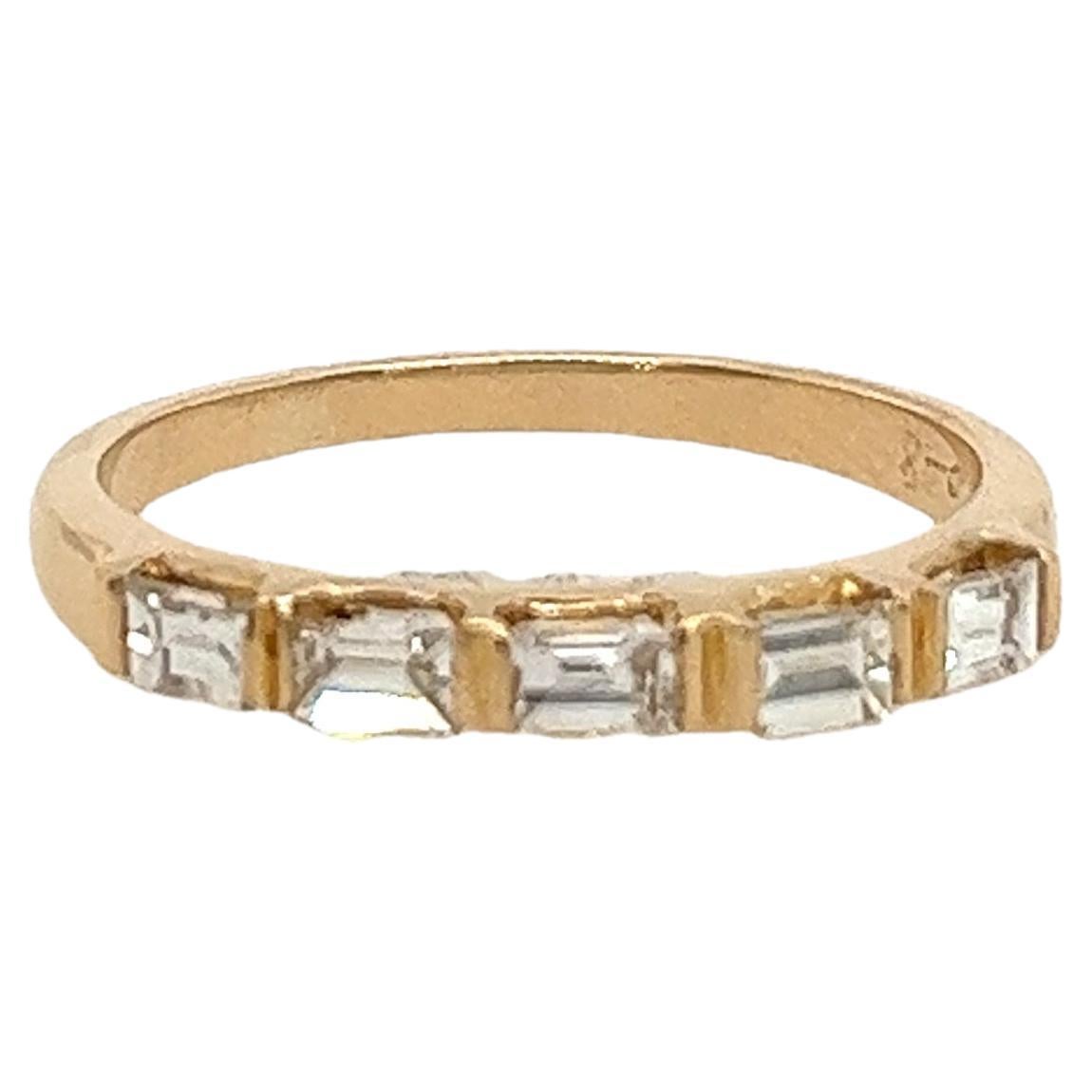 18ct Yellow Gold Half Eternity Ring Set With 0.48ct Baguette Diamonds