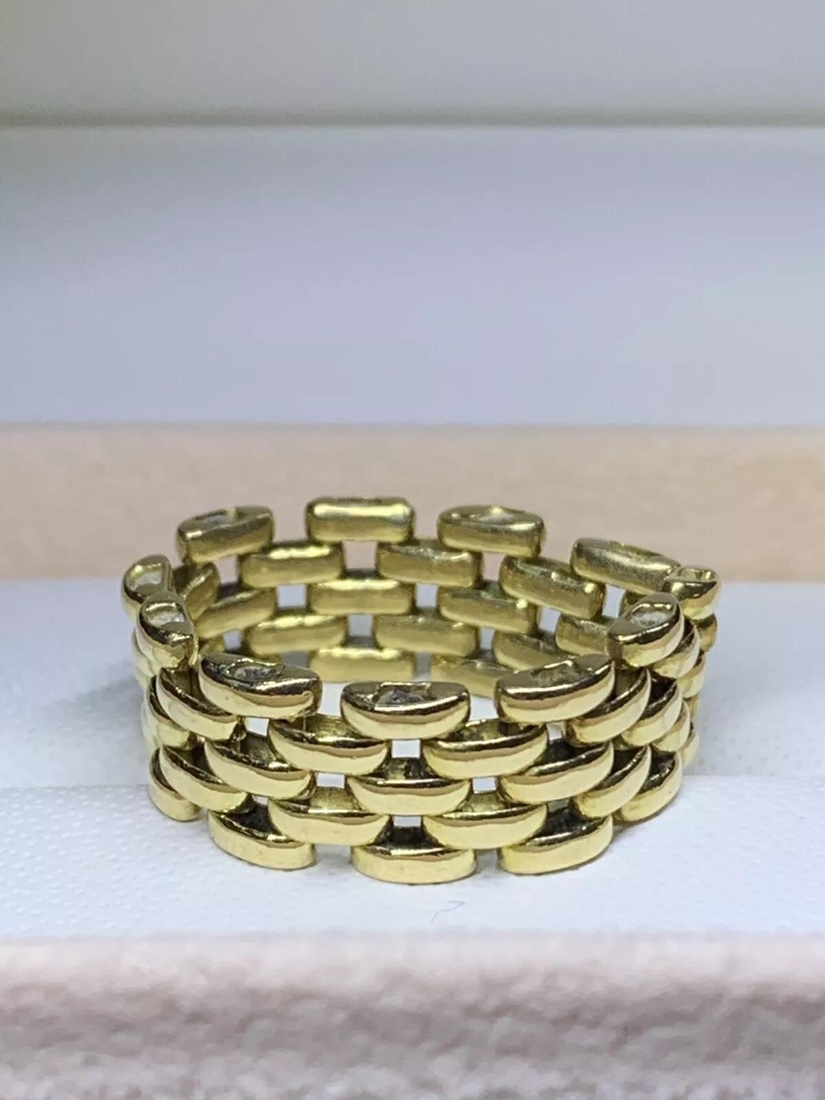 18 Karat Gelbgold Heirloom Verlobungsring, gewebter klobiger, Chunky
