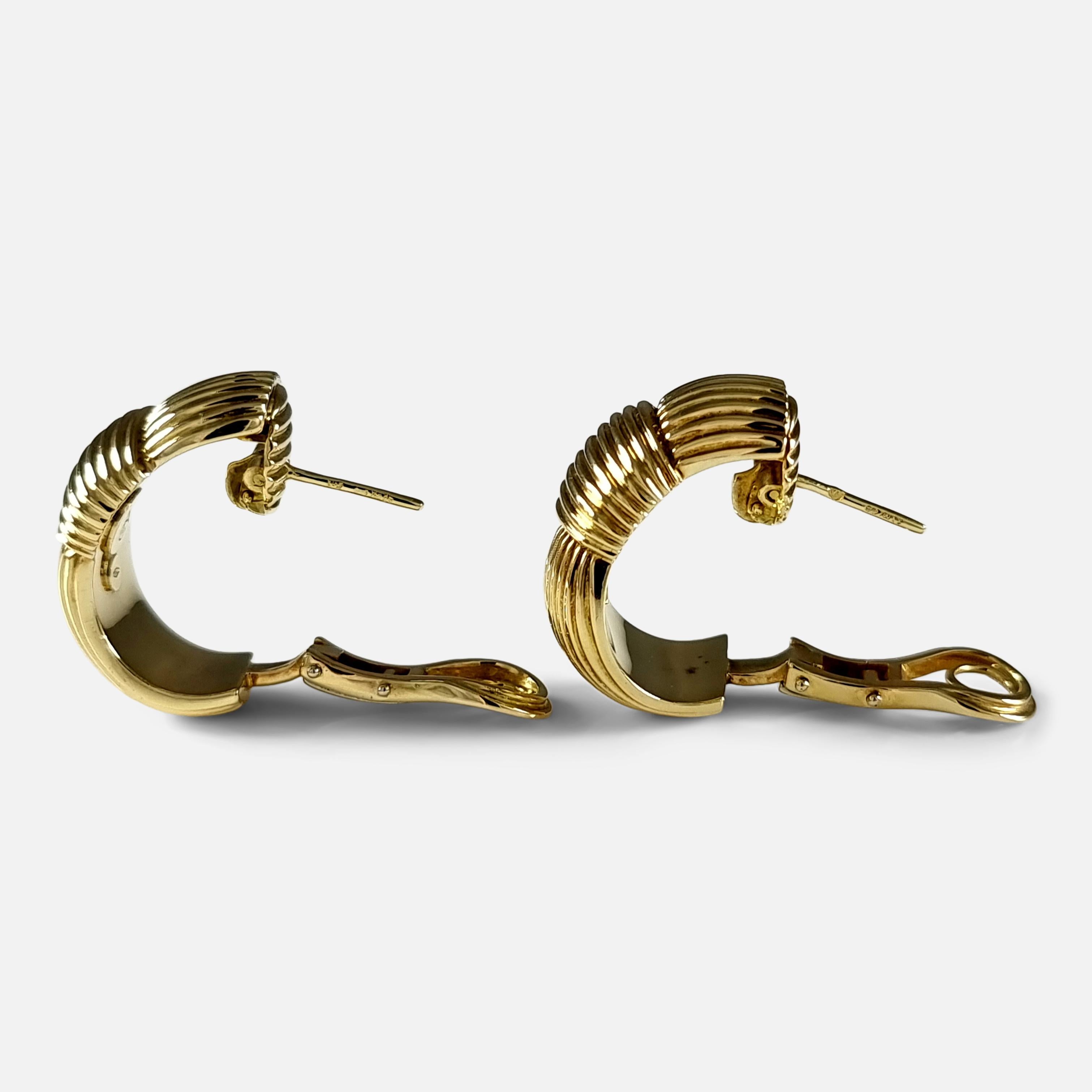 18ct Yellow Gold Hoop Earrings, Asprey & Garrard For Sale 1