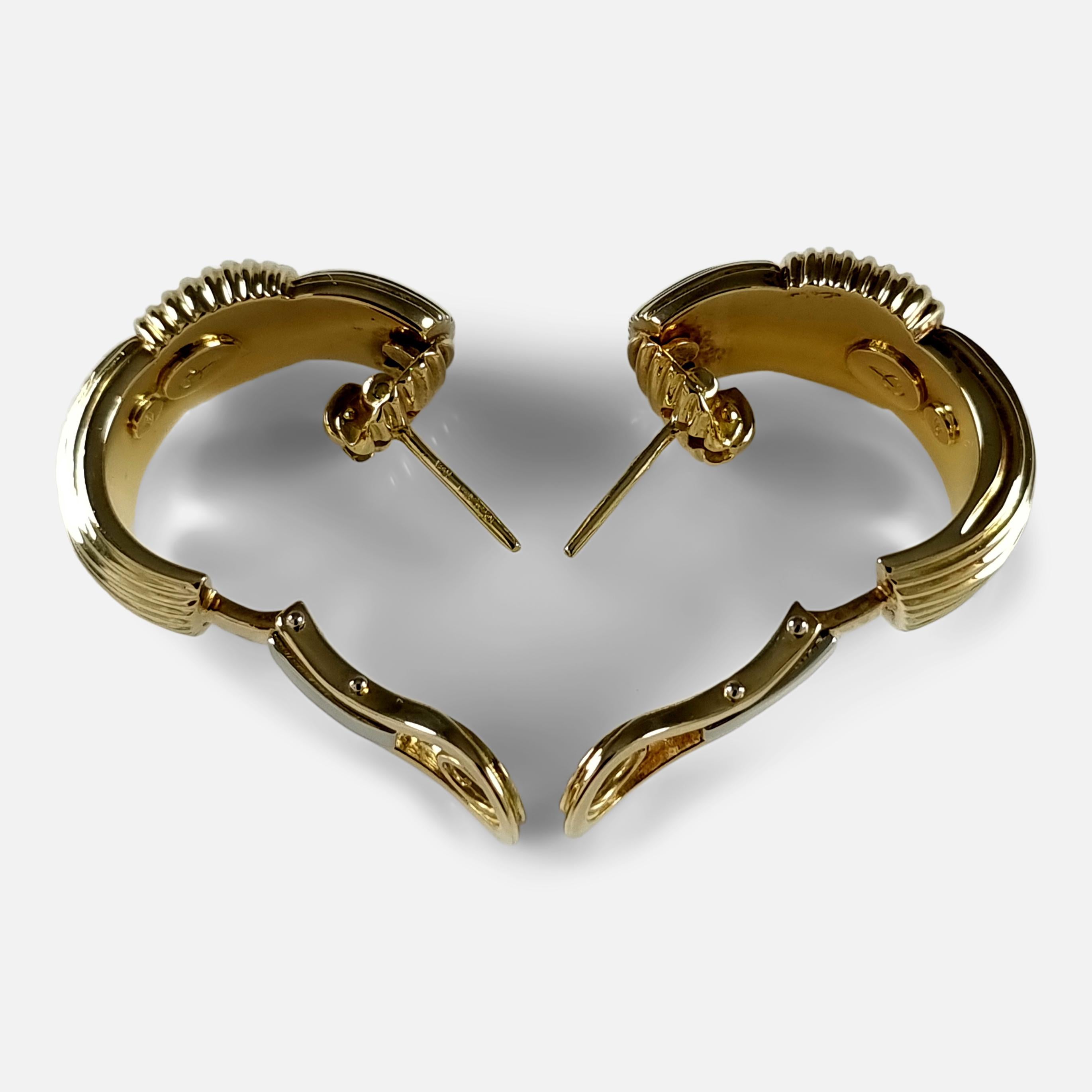 18ct Yellow Gold Hoop Earrings, Asprey & Garrard For Sale 2