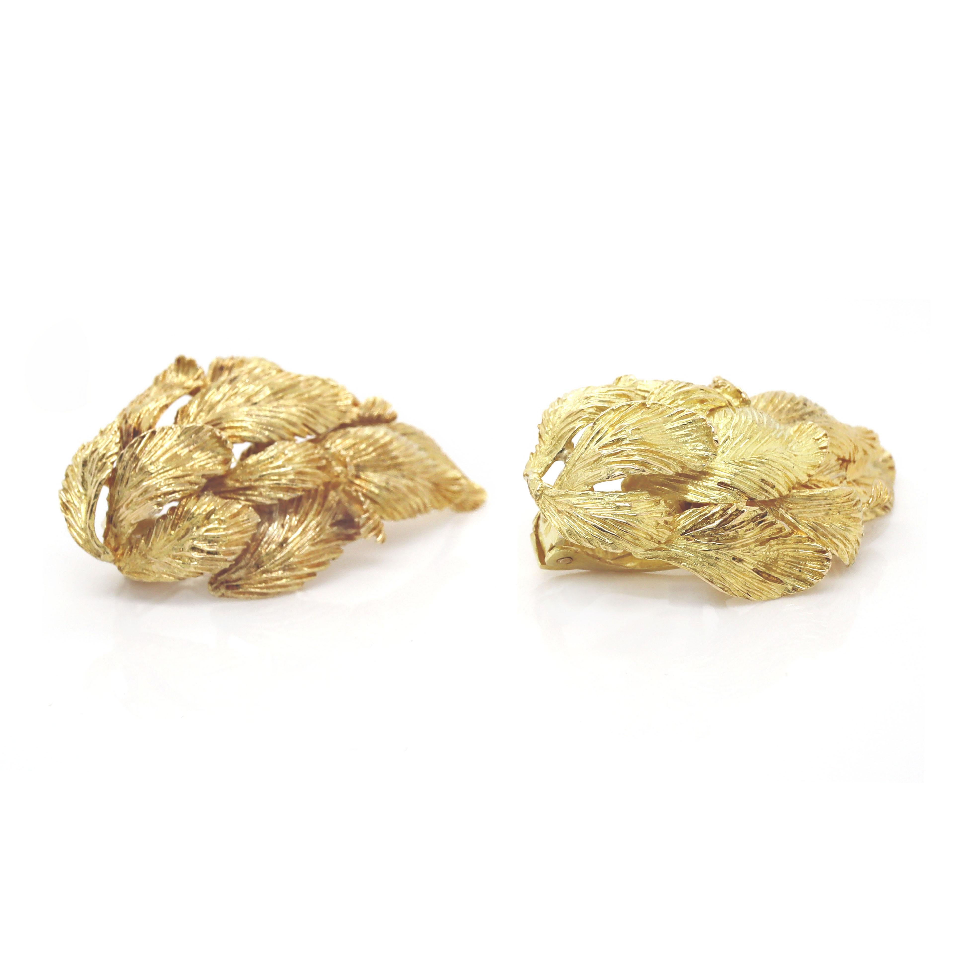 Women's 18ct Yellow Gold Ilias Lalaounis Leaf Earrings For Sale