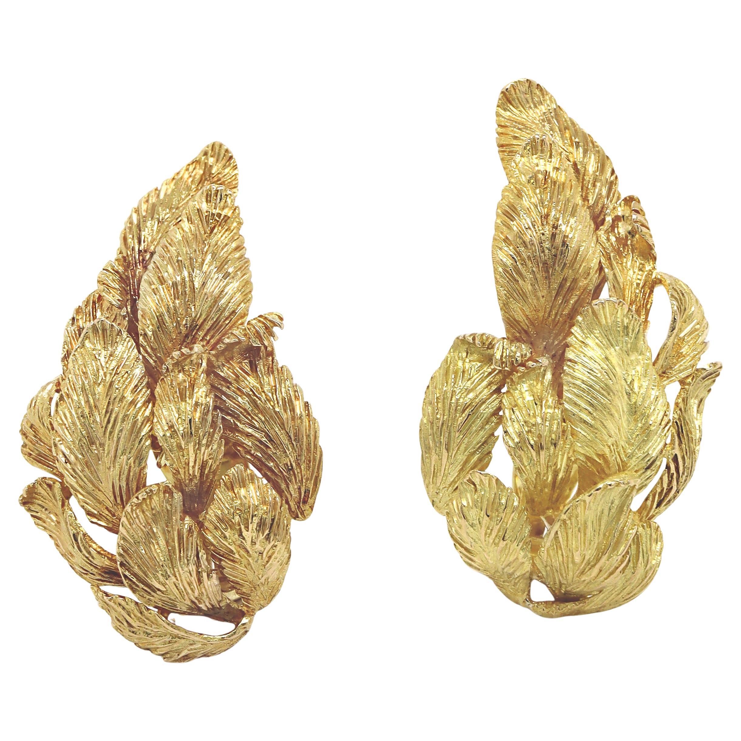 18ct Yellow Gold Ilias Lalaounis Leaf Earrings