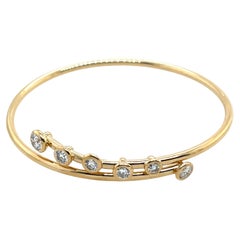 18ct Yellow Gold Interlocking Diamond Bangle – 6 Natural Diamonds (1.05ct)