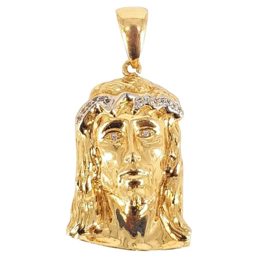 18ct Yellow Gold Jesus Pendant For Sale