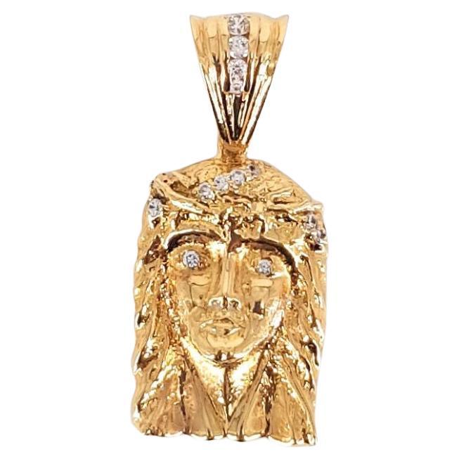 18ct Yellow Gold Jesus Pendant For Sale