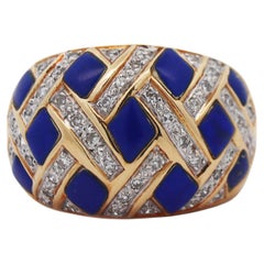 18CT Yellow Gold Lapis Lazuli And Diamond Ring