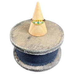 18ct Yellow Gold, London Hallmarked Edwardian 5 Stone Emerald & Diamond Ring