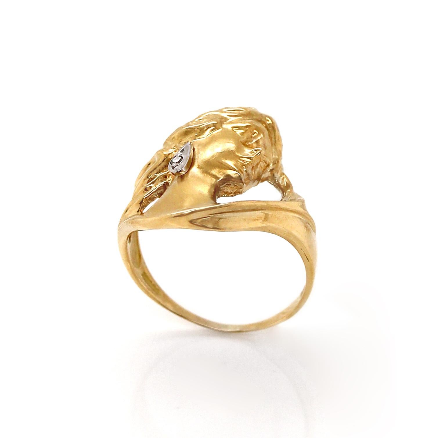 Art nouveau Bague de jeune fille en or jaune 18CT avec diamant en vente