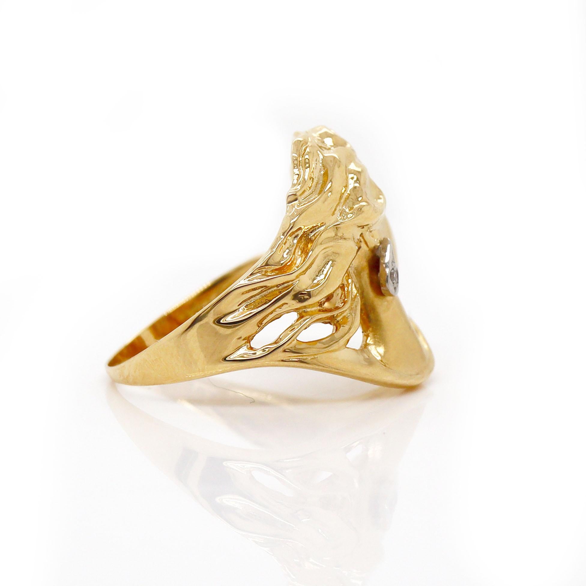 Taille ronde Bague de jeune fille en or jaune 18CT avec diamant en vente