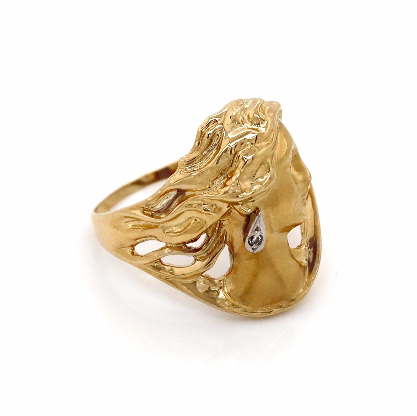 Bague de jeune fille en or jaune 18CT avec diamant Unisexe en vente