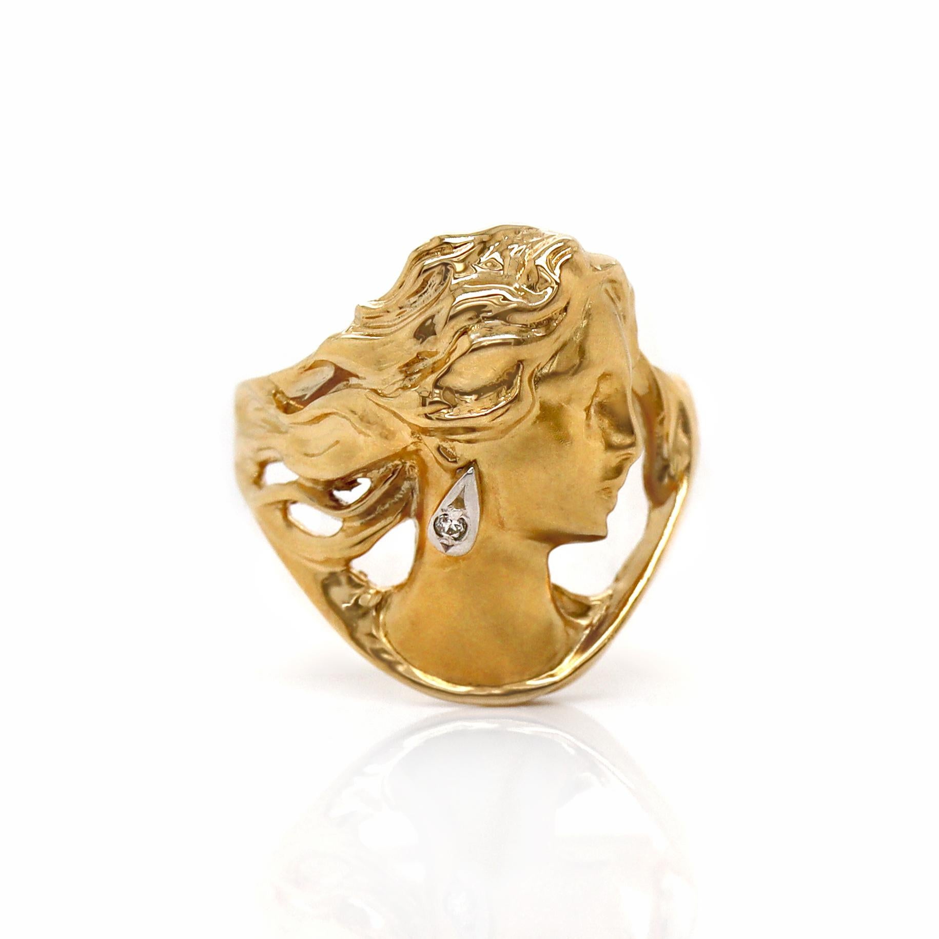 Bague de jeune fille en or jaune 18CT avec diamant en vente 3