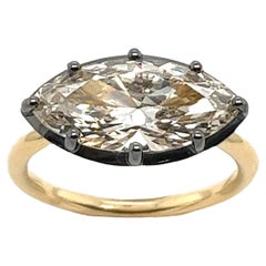 18 Karat Gelbgold Marquise-Diamant Solitär, 3,33 Karat M-SI1 EDR-Zertifikat