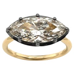 18ct Yellow Gold Marquise Diamond Solitaire, 3.33ct N-SI2 GIA certificate