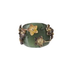 18 Carat Yellow Gold, Moss Agate, Yellow Sapphire and Mother of Pearl Ring