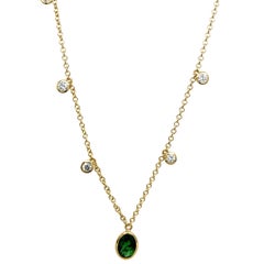 18ct Yellow Gold Natural Diamond & Tsavorite Necklace