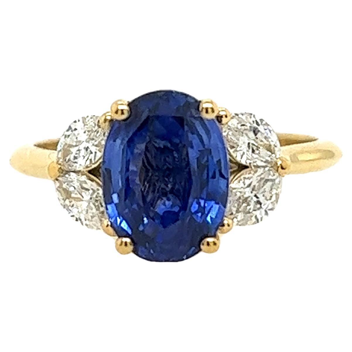 18ct Yellow Gold Natural Sapphire & Diamond Ring
