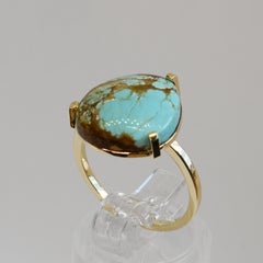 Anello in oro giallo 18ct con turchese naturale