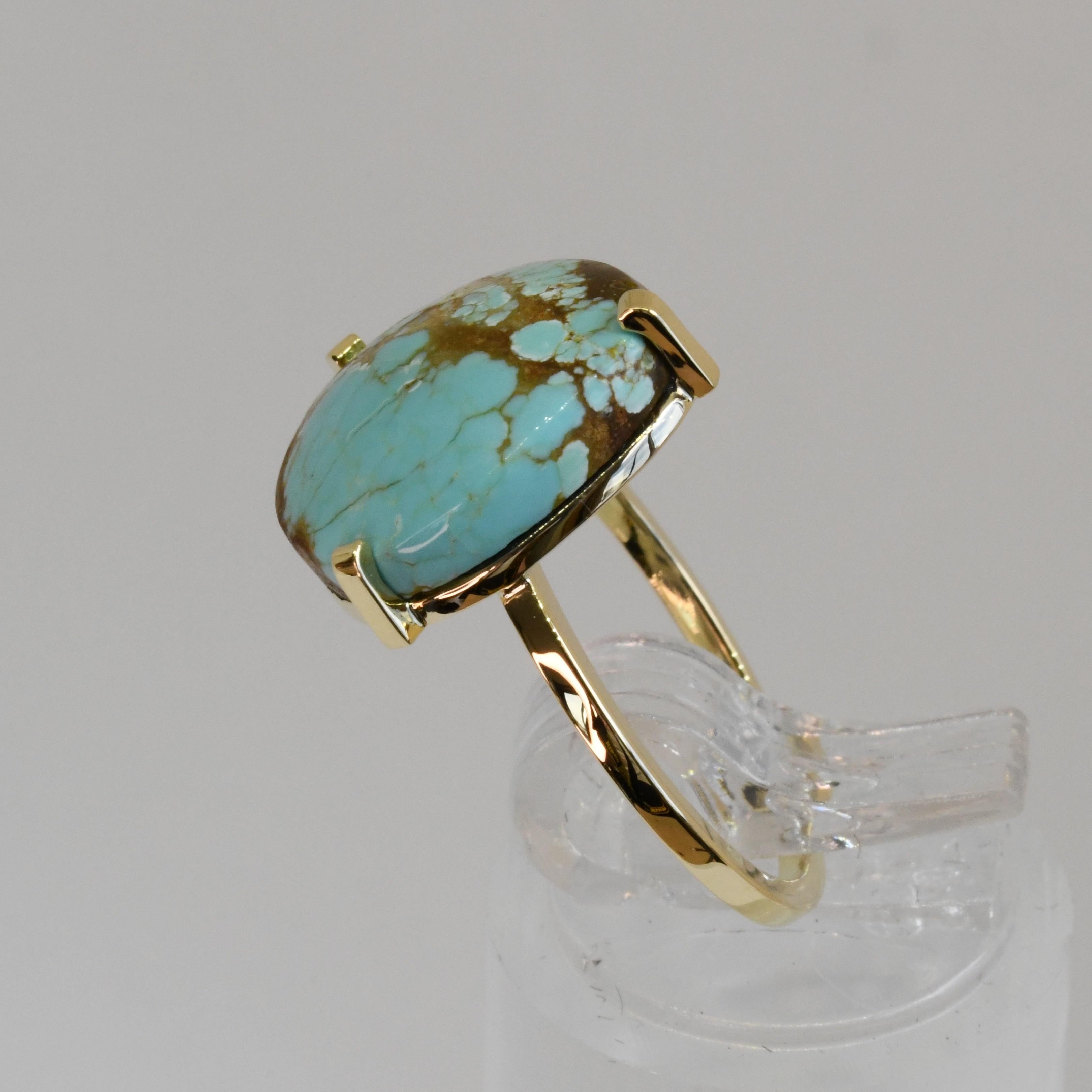 Cabochon 18ct Yellow Gold Natural Turquoise Ring
