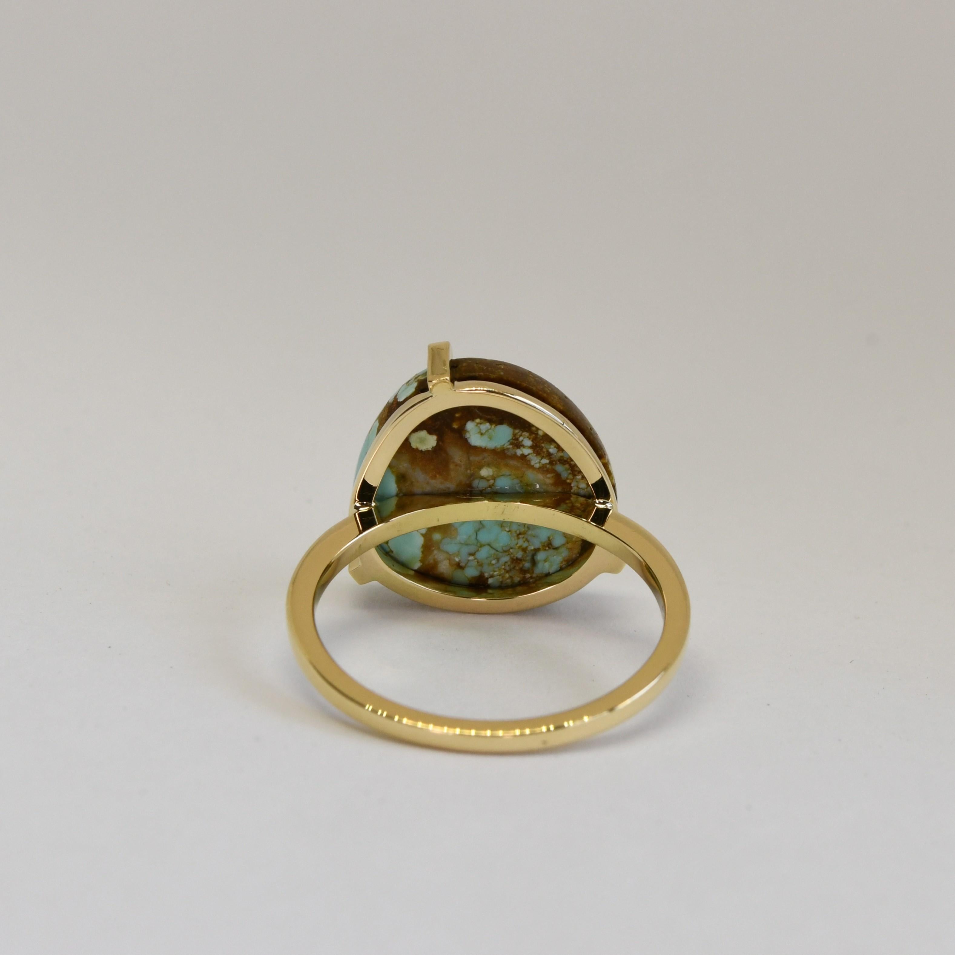 18ct Yellow Gold Natural Turquoise Ring In New Condition In 徳島市, JP
