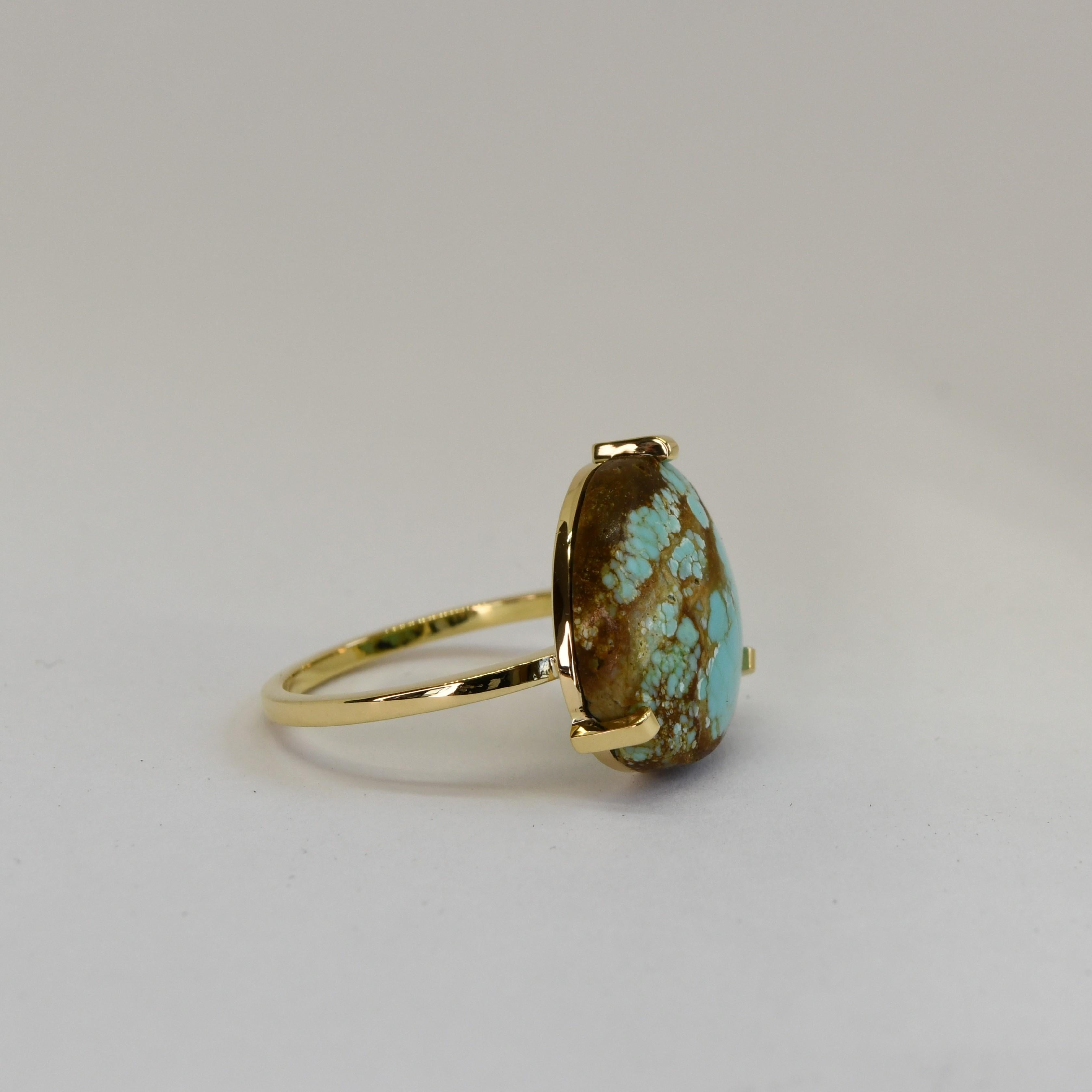 Women's 18ct Yellow Gold Natural Turquoise Ring