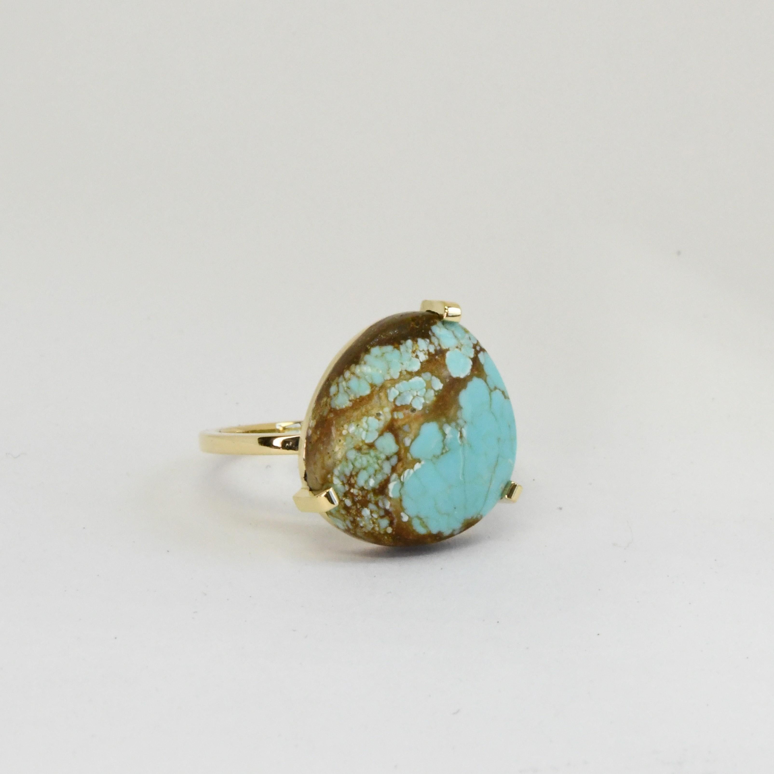 18ct Yellow Gold Natural Turquoise Ring 1