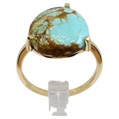 18 Karat Gelbgold Natürlicher Türkis-Ring