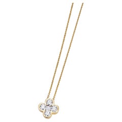 Colgante Flor Diamante Blanco Natural Oro Amarillo 18ct