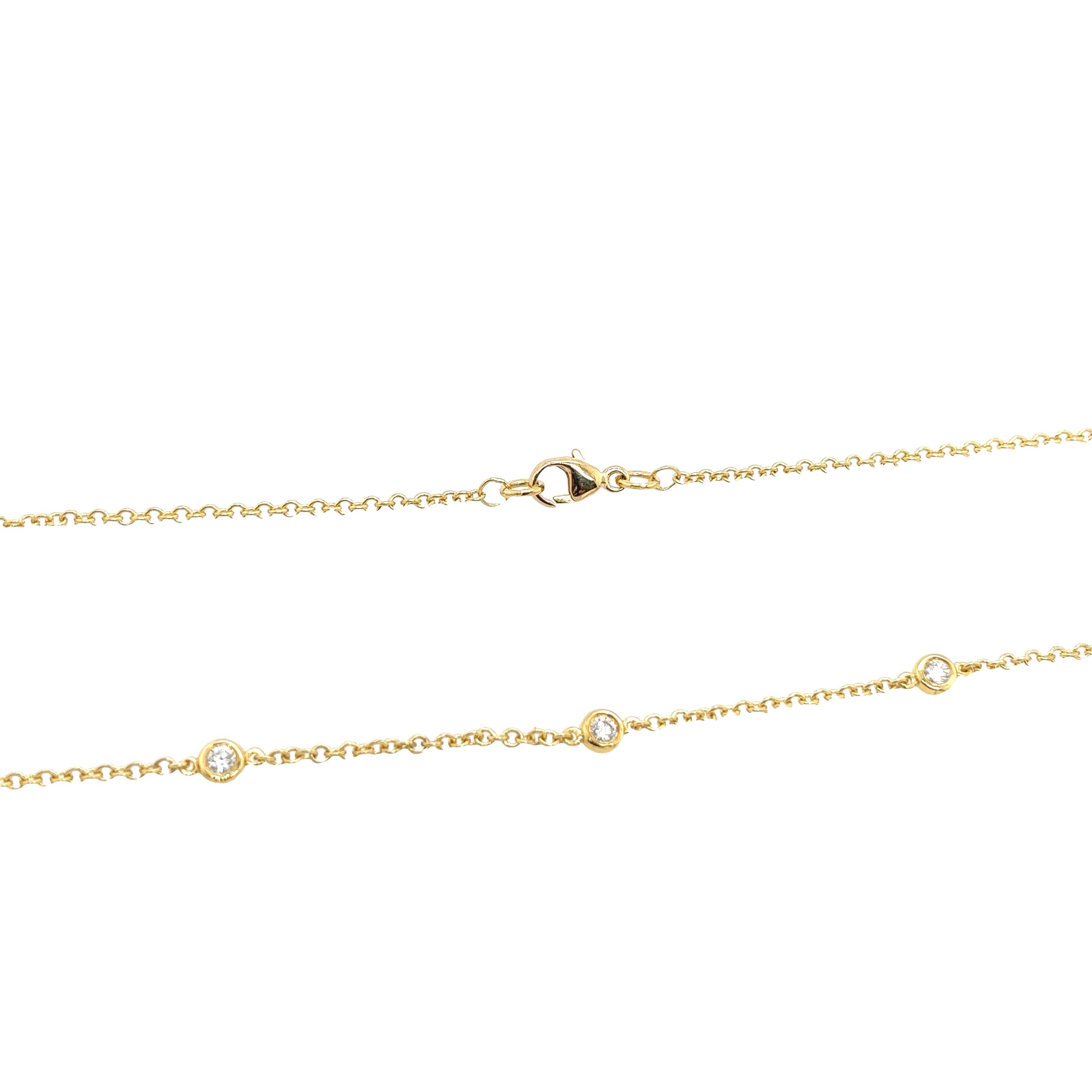 Collana in oro giallo 18 ct con 10 diamanti rotondi taglio Brilliante In condizioni Nuovo in vendita a London, GB