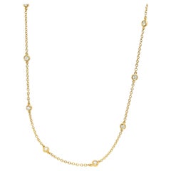18ct Yellow Gold Necklace Set With 10 Round Brilliant Cut Diamonds