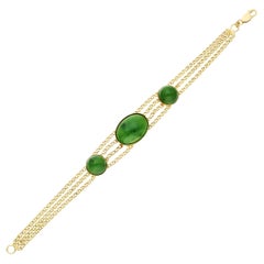18ct Yellow Gold Nephrite Jade Fancy Bracelet
