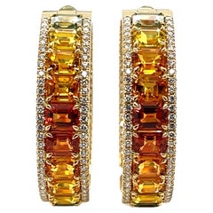18 Karat Gelbgold Ohrringe 'Ohrringe ohne Hitze' mit Saphir und Diamant