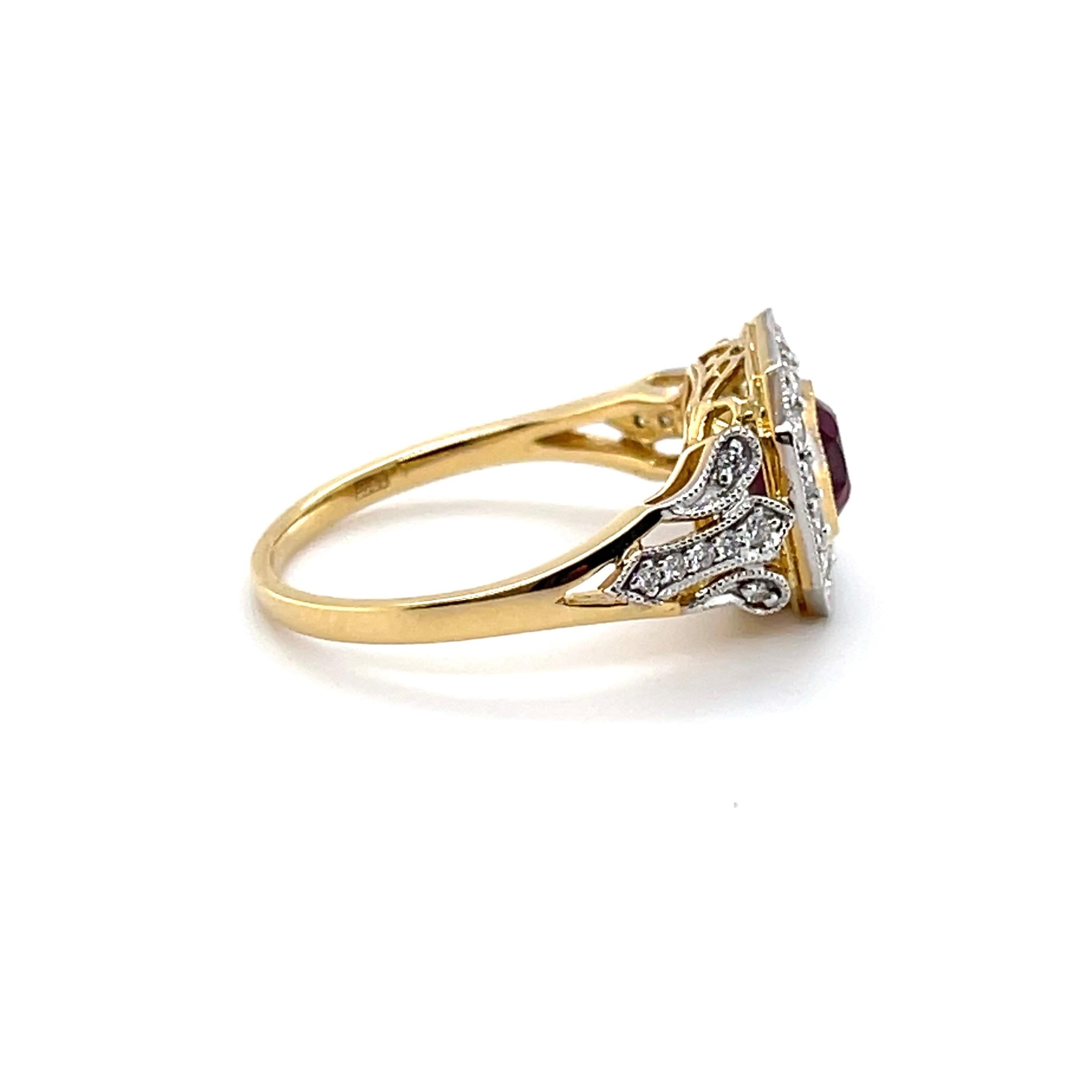 For Sale:  18ct Yellow Gold 'No Heat' Gold Ruby and Diamond Ring 3