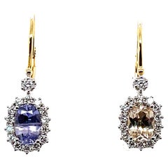  18ct Yellow Gold (No Heat) Sapphire and Diamond Earrings
