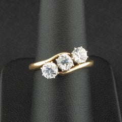 Bague trilogie de diamants en or jaune 18 carats décalés 1,2 carat, taille N 4,9 g