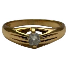 Used 18ct Yellow Gold Old Cut Diamond Solitaire Ring. Est 025ct.