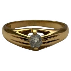 18ct Yellow Gold Old Cut Diamond Solitaire Ring. Est 025ct.