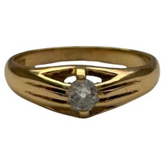 Bague solitaire en or jaune 18 carats avec diamant taille ancienne. Est 025ct.