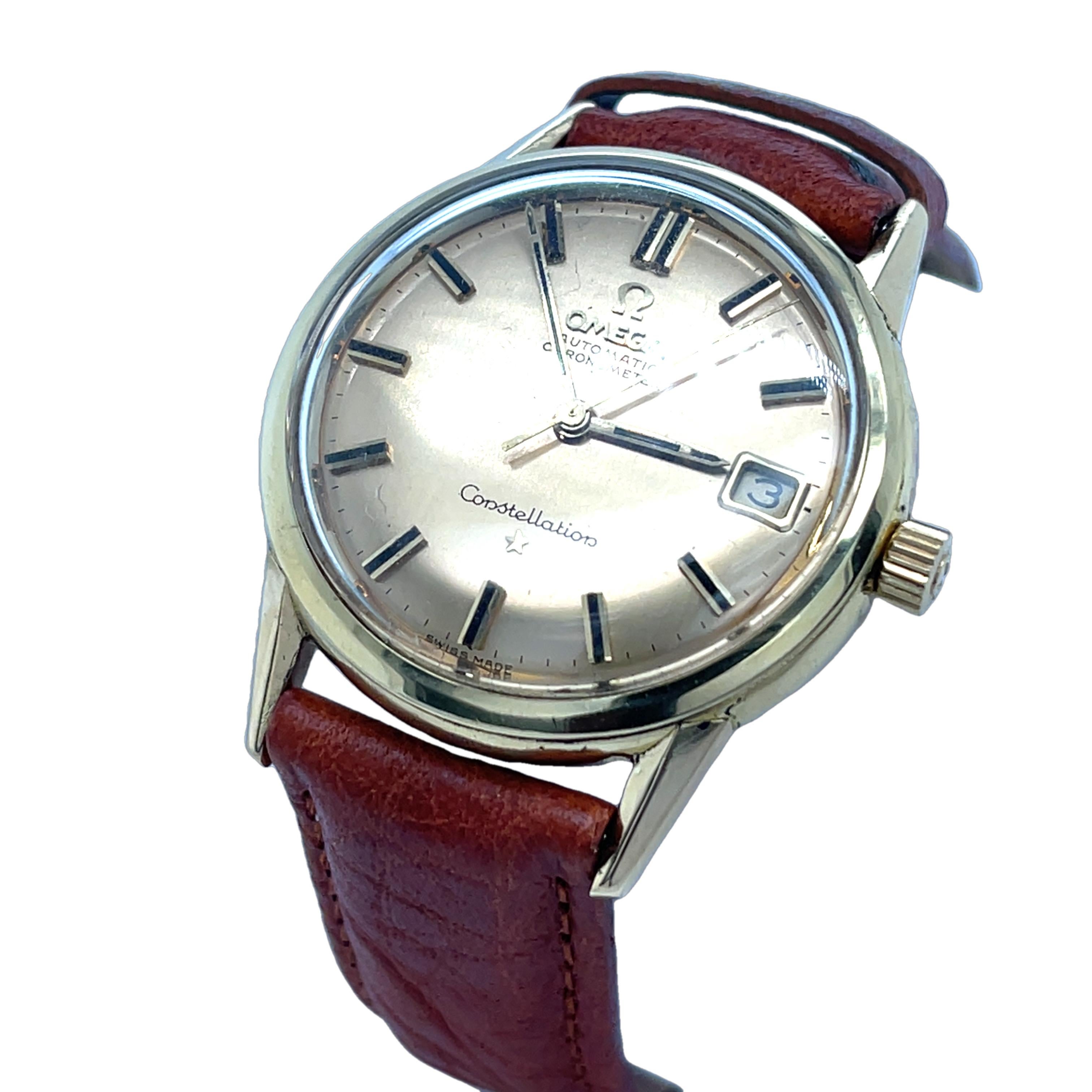 18ct Yellow Gold Omega Constellation Automatic Chronometer Watch For Sale 2