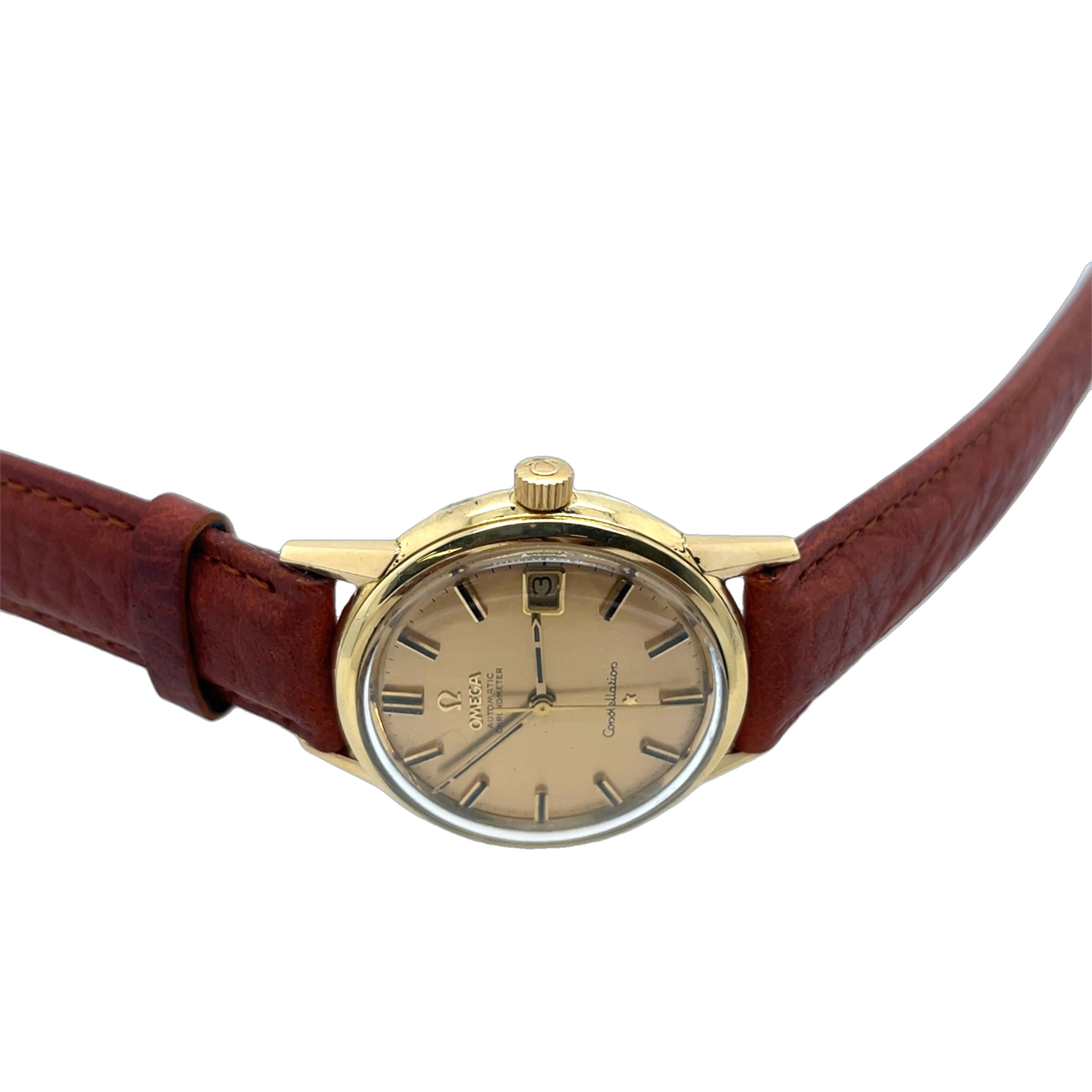18ct Yellow Gold Omega Constellation Automatic Chronometer Watch For Sale 5