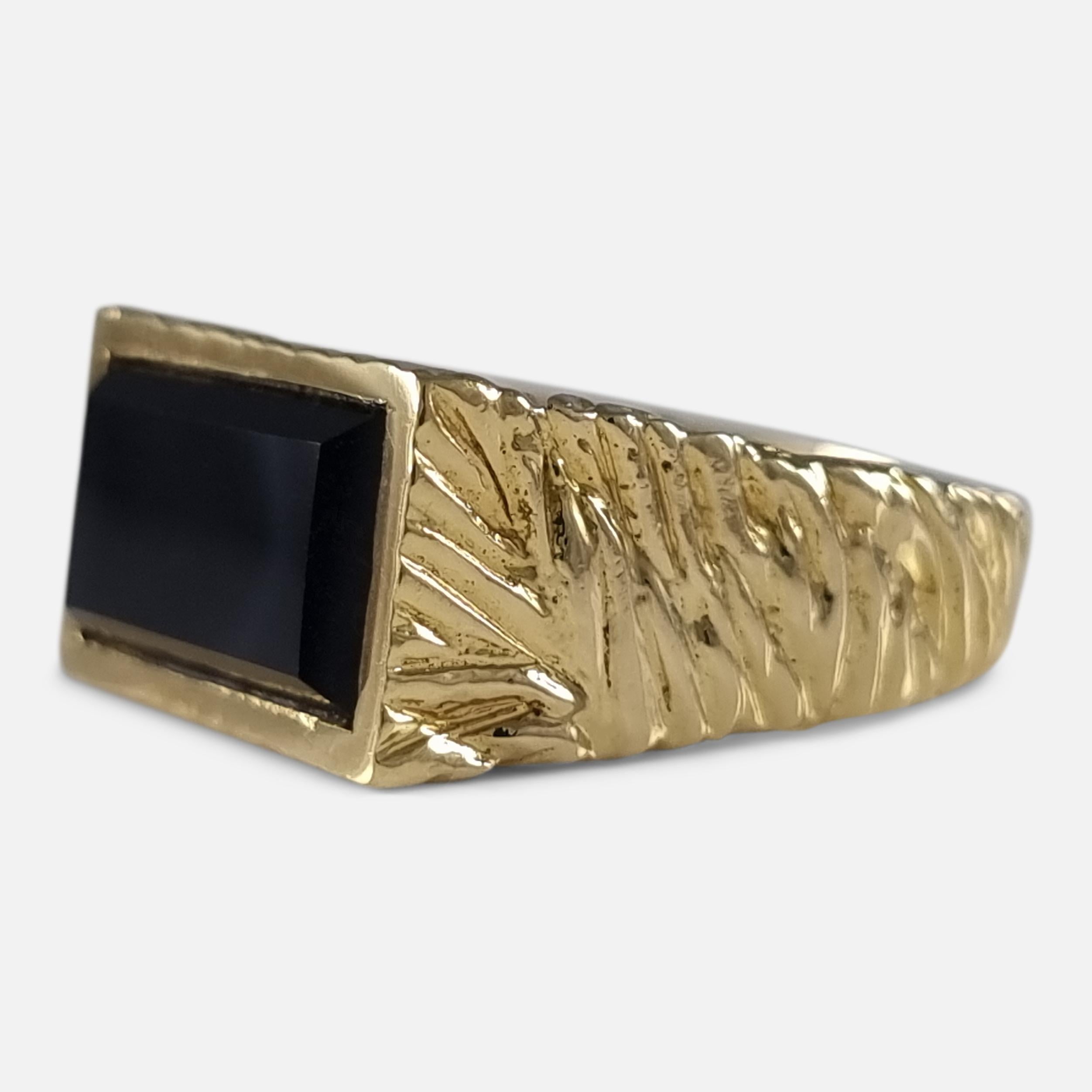 18ct Yellow Gold Onyx Signet Ring, Kutchinsky, 1971 For Sale 5