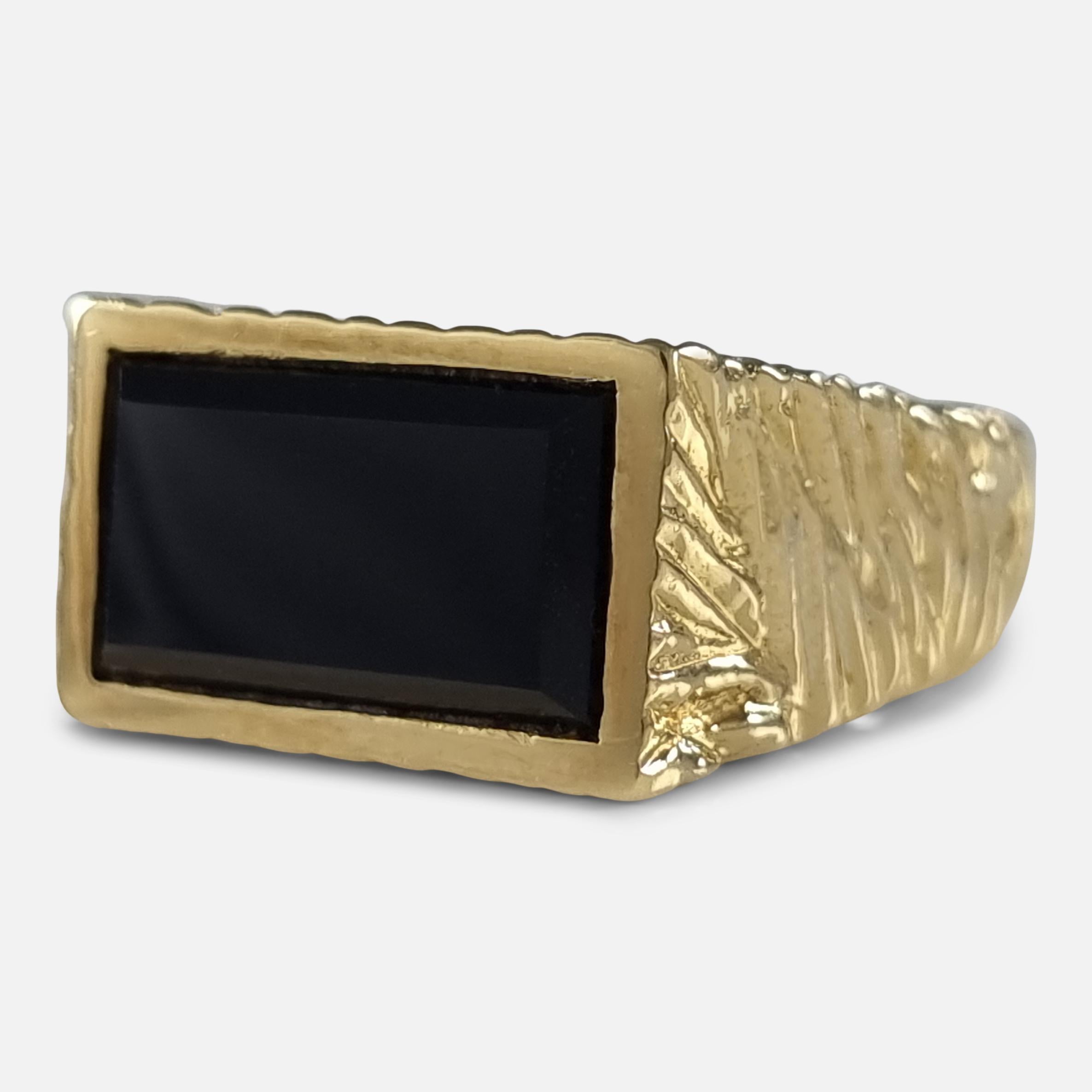 18ct Yellow Gold Onyx Signet Ring, Kutchinsky, 1971 For Sale 6
